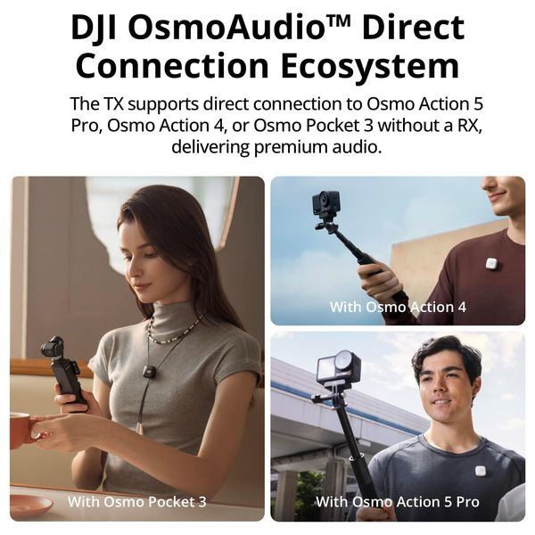  DJI Mic Mini Wireless Microphone System - Weight 10g - Battery life up to 48 hours - Range 400m - Charging Case 