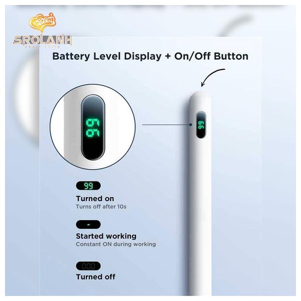 قلم جوي روم JR‑X11W - النشط الدقيق مع خاصية الإمالة - شحن سريع لاسلكي/مغناطيسي - أبيض