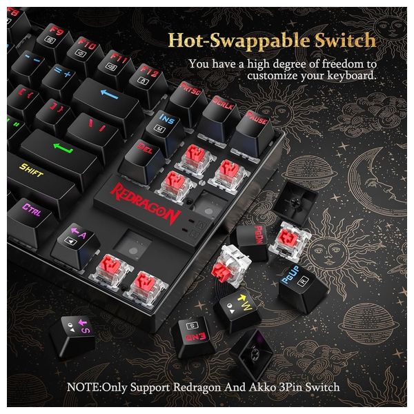  كيبورد ميكانيكي Redragon Kumara K552 RGB - مفاتيح Red Switches - إطار معدني 