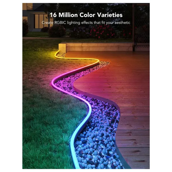 مصباح حبل نيون خارجي جوفي - تقنية RGBIC - تحكم WiFi - بلوتوث - مقاومة IP65