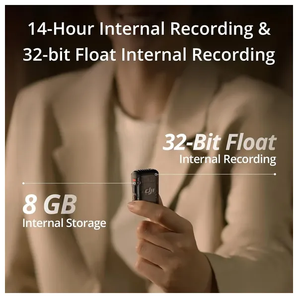  DJI Mic 2 Wireless Microphone System - Built-in 32-bit Float Recording - 250m Range - Intelligent Noise Cancellation - Charging Case 