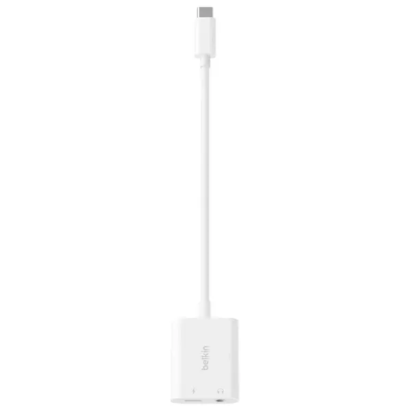 Belkin W01 Adapter - USB-C to 3.5mm Headphone Jack - Clear Sound Quality and Compact Design - White