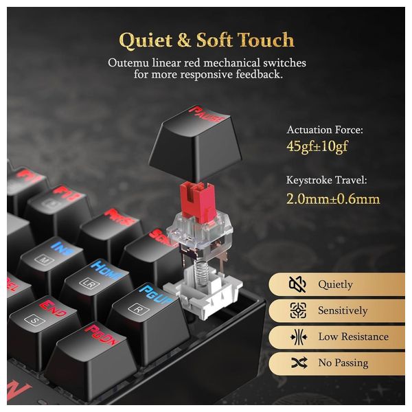  كيبورد ميكانيكي Redragon Kumara K552 RGB - مفاتيح Red Switches - إطار معدني 