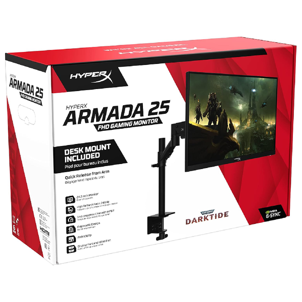 شاشة ألعاب هايبر إكس ARMADA - قياس 27-انج - معدل تحديث 165هيرتز - استجابة 1ms - دقة 2K QHD - تشمل ذراع تثبيت مكتبي