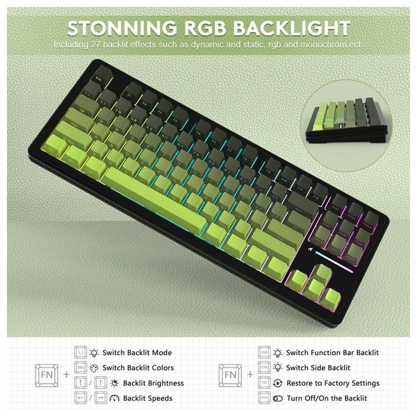 Attack Shark M87 PRO Mechanical Keyboard - Wired - RGB Lighting - 87 Keys