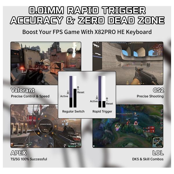 Attack Shark X82 HE Gaming Keyboard - Wireless - RGB Lighting - 83 Keys - White