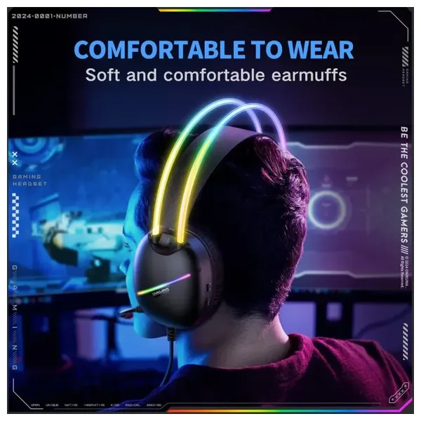 ONIKUMA X33 - Wired Headphone Over Ear - RGB - 2.2m - White