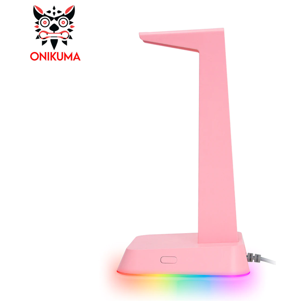  Onikuma ST-2 Gaming Headset Stand - RGB Lighting - 3 Ports - Pink 