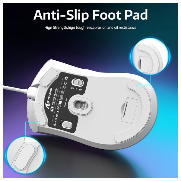 Attack Shark R1 Gaming Mouse - Wireless - 800-18000 DPI - IPS 400 - White