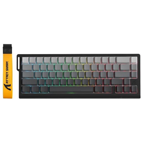  Attack Shark X68 Pro Gaming Keyboard - Wireless - Customizable RGB Lighting - Black 
