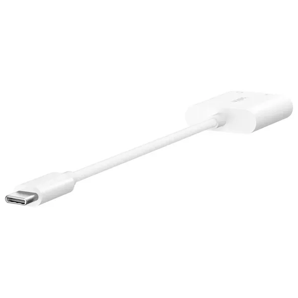 Belkin W01 Adapter - USB-C to 3.5mm Headphone Jack - Clear Sound Quality and Compact Design - White