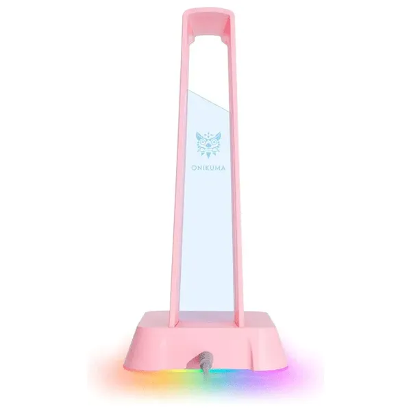  Onikuma ST-2 Gaming Headset Stand - RGB Lighting - 3 Ports - Pink 