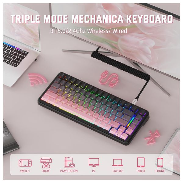 ATTACK SHARK M86 - Wireless Keyboard - RGB - Bluetooth 5.0 - Black