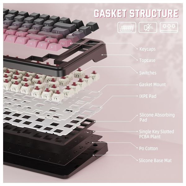 ATTACK SHARK M86 - Wireless Keyboard - RGB - Bluetooth 5.0 - Black