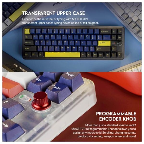 Fantech MAXFIT70 MK911 Mechanical Keyboard - 3-Way Connection - Hot-swappable Keys