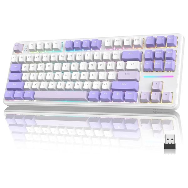 Attack Shark X87 Mechanical Gaming Keyboard - Wireless - 87 Keys - RGB Backlighting - White