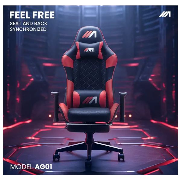Ari Gaming ARI-CHAIR-ZO05 Gaming Chair - Luxurious and Comfortable Design - Massage and Extendable Footrest - Reclines up to 180°