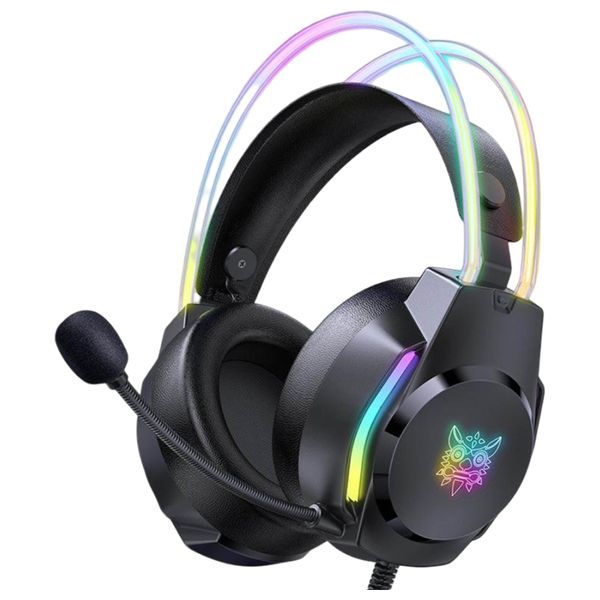  سماعة ألعاب حول الاذن سلكية ONIKUMA X26 - إضاءة ار جي بي ديناميكية - مكبرات صوت 50 ملم - صوت محيطي افتراضي - مايكروفون 360° لتقليل الضوضاء - لسود 
