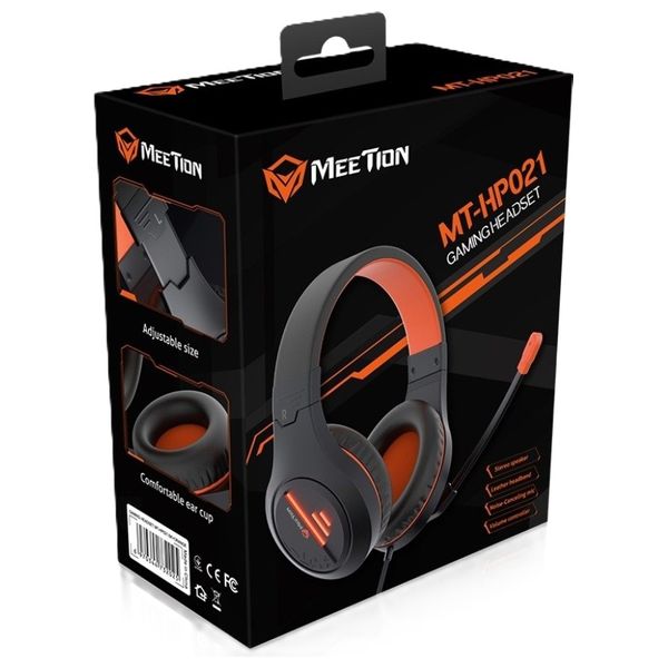 سماعة ألعاب حول الاذن Meetion MT-HP021 - محركات 50mm - صوت Stereo محيطي - ميكروفون مانع للضوضاء - وسائد Memory Foam - اسود