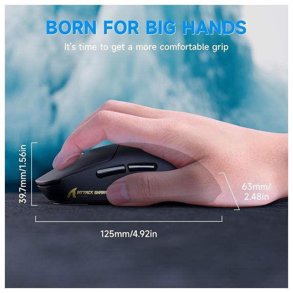 ماوس ألعاب لاسلكي أتاك شارك X8 بلس - DPI 40000 - اسود 