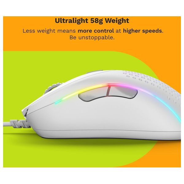 Glorious Gaming Mouse - Wired - 6 Programmable Buttons - Customizable RGB Lighting - White