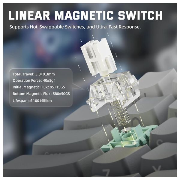  Attack Shark X68 Pro Gaming Keyboard - Wireless - Customizable RGB Lighting - Black 