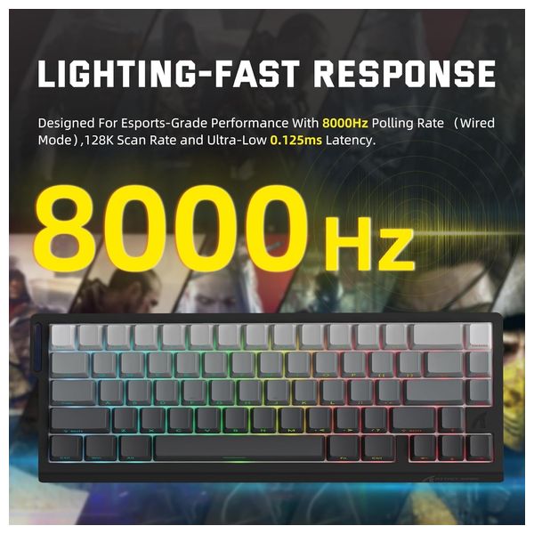  Attack Shark X68 Pro Gaming Keyboard - Wireless - Customizable RGB Lighting - Black 