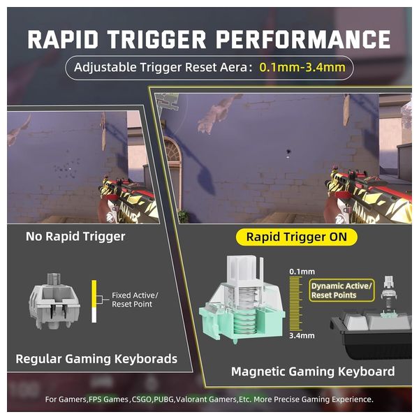  Attack Shark X68 Pro Gaming Keyboard - Wireless - Customizable RGB Lighting - Black 