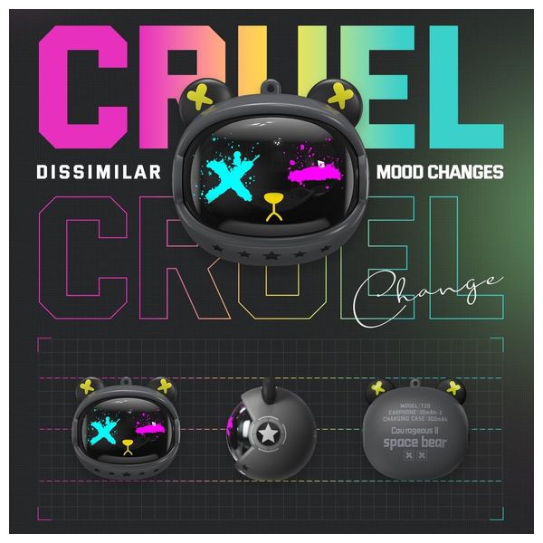 سماعة داخل الاذن ONIKUMA للألعاب - تصميم Cyberpunk - إضاءة ار جي بي - تحكم باللمس - اسود