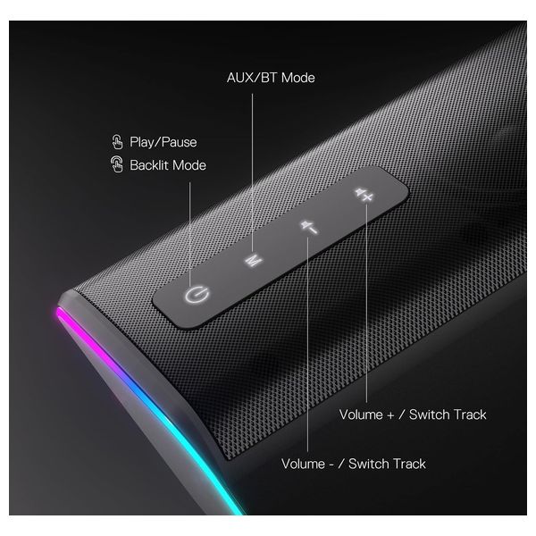 مكبر صوت ألعاب ريدراجون كوني - 20W ستيريو - ار جي بي - أسود