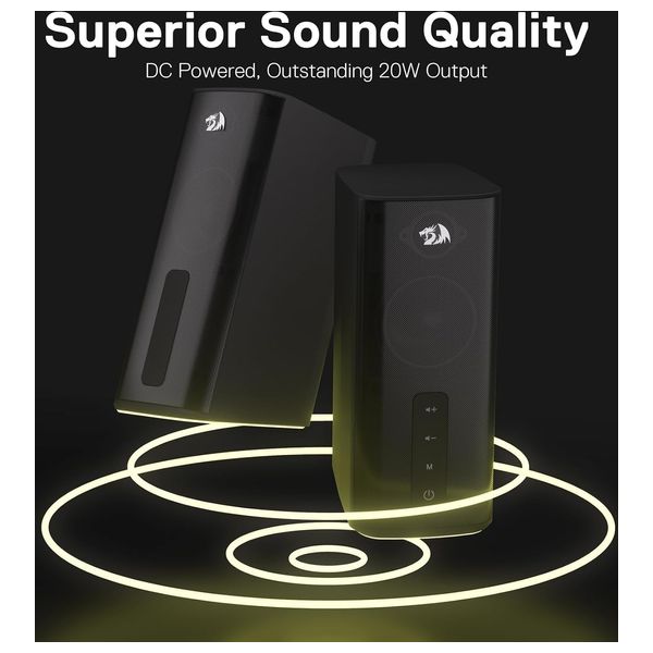 مكبر صوت ألعاب ريدراجون كوني - 20W ستيريو - ار جي بي - أسود