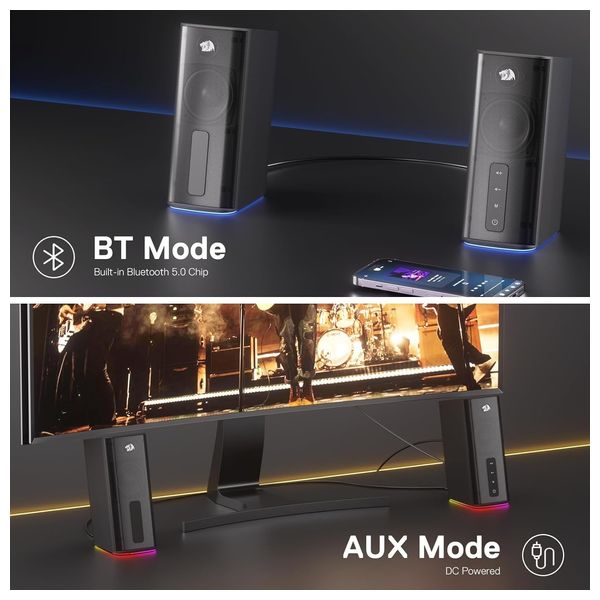 مكبر صوت ألعاب ريدراجون كوني - 20W ستيريو - ار جي بي - أسود