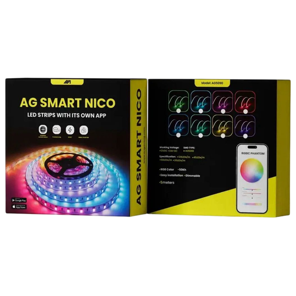  شريط إضاءة اري غيمينغ Smart Nico LED - تقنية RGBIC الذكية - طول 5 متر - تأثيرات إضاءة ديناميكية  - تحكّم كامل عبر التطبيق 