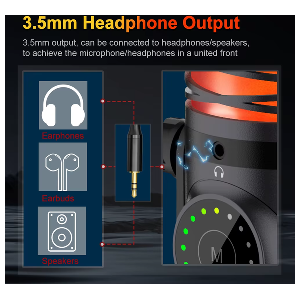 Redragon Stellaris GM306 USB Condenser Microphone - RGB Lighting - Professional Sound Quality - Durable Metal Design