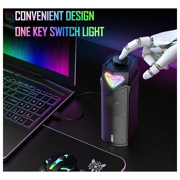  ONIKUMA L1 Gaming Soundbar - Wired & Bluetooth 5.3 - RGB Lighting - Stereo Sound 