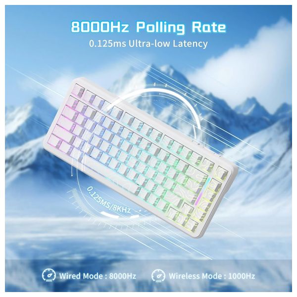 Attack Shark X82 Keyboard - Wireless - RGB Backlighting - 83 Keys - White