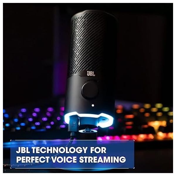 JBL Quantum Stream USB Microphone for Streaming and Gaming - Dual 14mm Condenser - Dual Sound Mode Support - RGB and 96kHz Rate