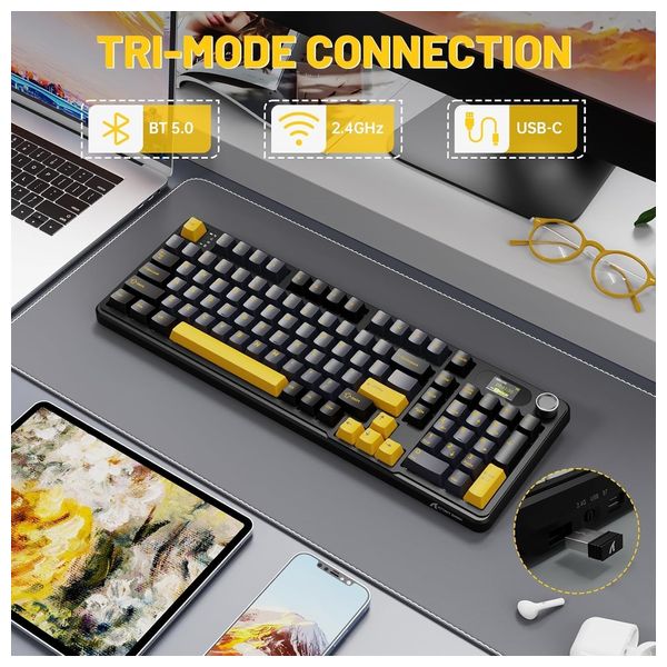 Attack Shark X98 Pro Mechanical Gaming Keyboard - Wireless - RGB Lighting - Black