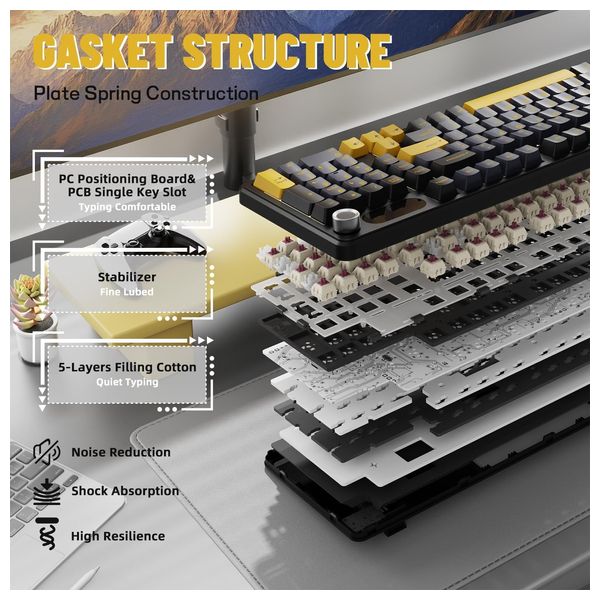 Attack Shark X98 Pro Mechanical Gaming Keyboard - Wireless - RGB Lighting - Black