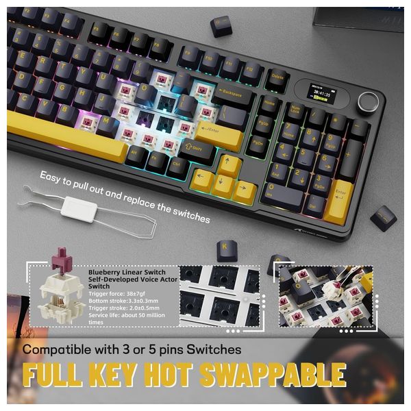 Attack Shark X98 Pro Mechanical Gaming Keyboard - Wireless - RGB Lighting - Black