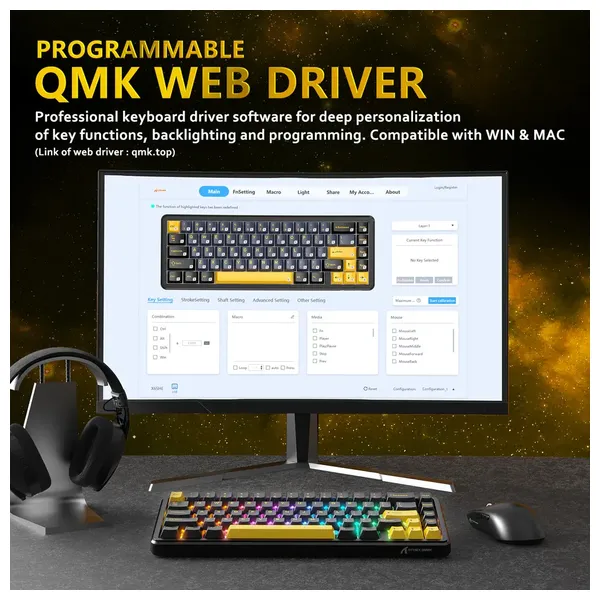 Attack Shark X65 Mechanical Keyboard - Wireless - Customizable RGB Lighting