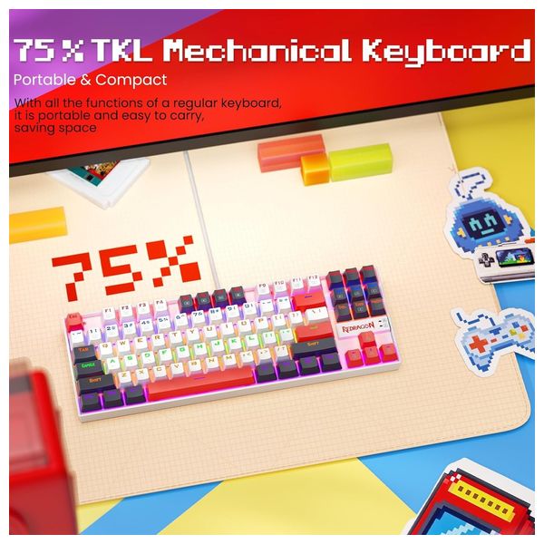 كيبورد سلكي ريدراجون - Kumara K552WLR - بطول 1.8 متر - اضاءة RGB - متعدد الالوان