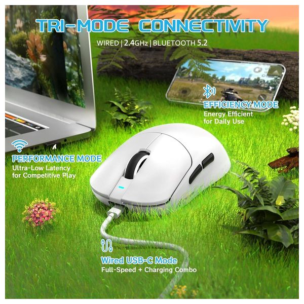 Attack Shark X8 Wireless Gaming Mouse - White