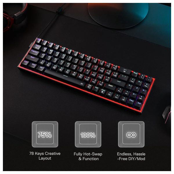  Redragon K628 Pollux - Wired Keyboard - RGB - Black 
