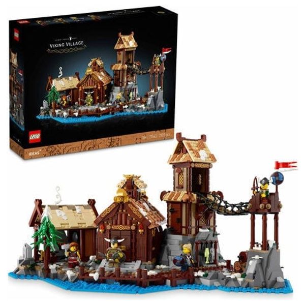 قرية الفايكنج ليغو أفكار 21343 - بناء معياري بثلاثة أقسام قابلة للفصل - قطعة عرض استثنائية للمنزل أو المكتب