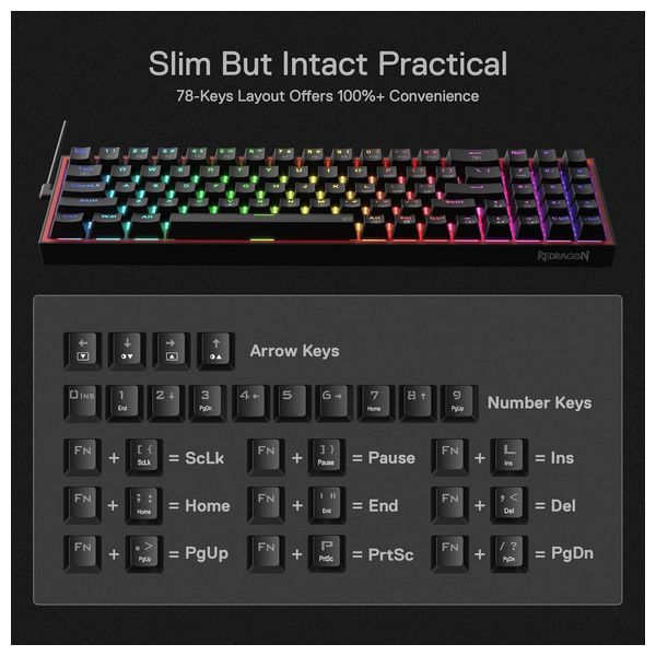  Redragon K628 Pollux - Wired Keyboard - RGB - Black 