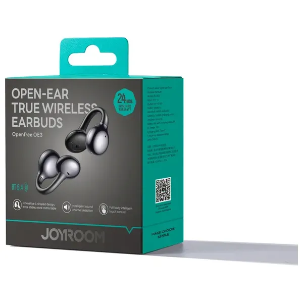 JoyRoom JR-OE3 - Bluetooth Headphone In Ear - Water resistance IPX4 - Listening time with charging case About 25h - Black