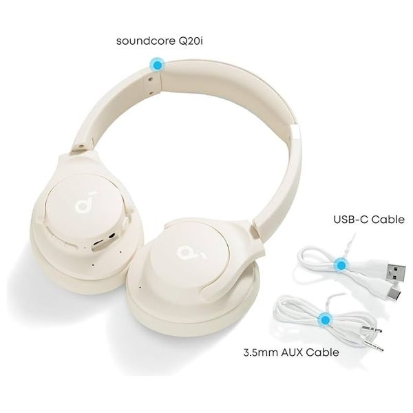  Anker Soundcore Q20i - Wireless Over-Ear Headphones ANC - Battery Life Up to 60 Hours without ANC  - White 