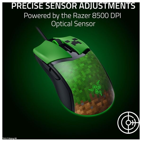  Razer Cobra Minecraft Gaming Mouse - Wired - 3rd Gen Optical Switches - Chroma RGB Lighting - Green 