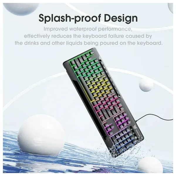  Onikuma G32 Gaming Keyboard - Wired - RGB Lighting - 104 Keys - Black 